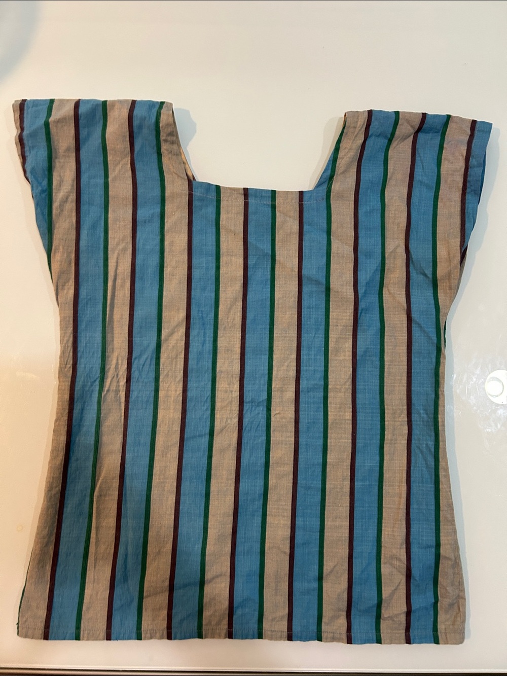 Vintage mod modern Striped Sleeveless cotton Top British Khaki